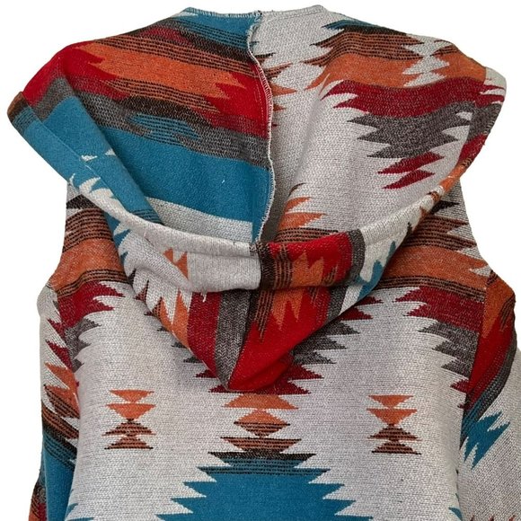 BB DAKOTA AZTEC SADDLE BLANKET PETUNIA HOODED TUNIC VEST SIZE MEDIUM - Picture 12 of 13